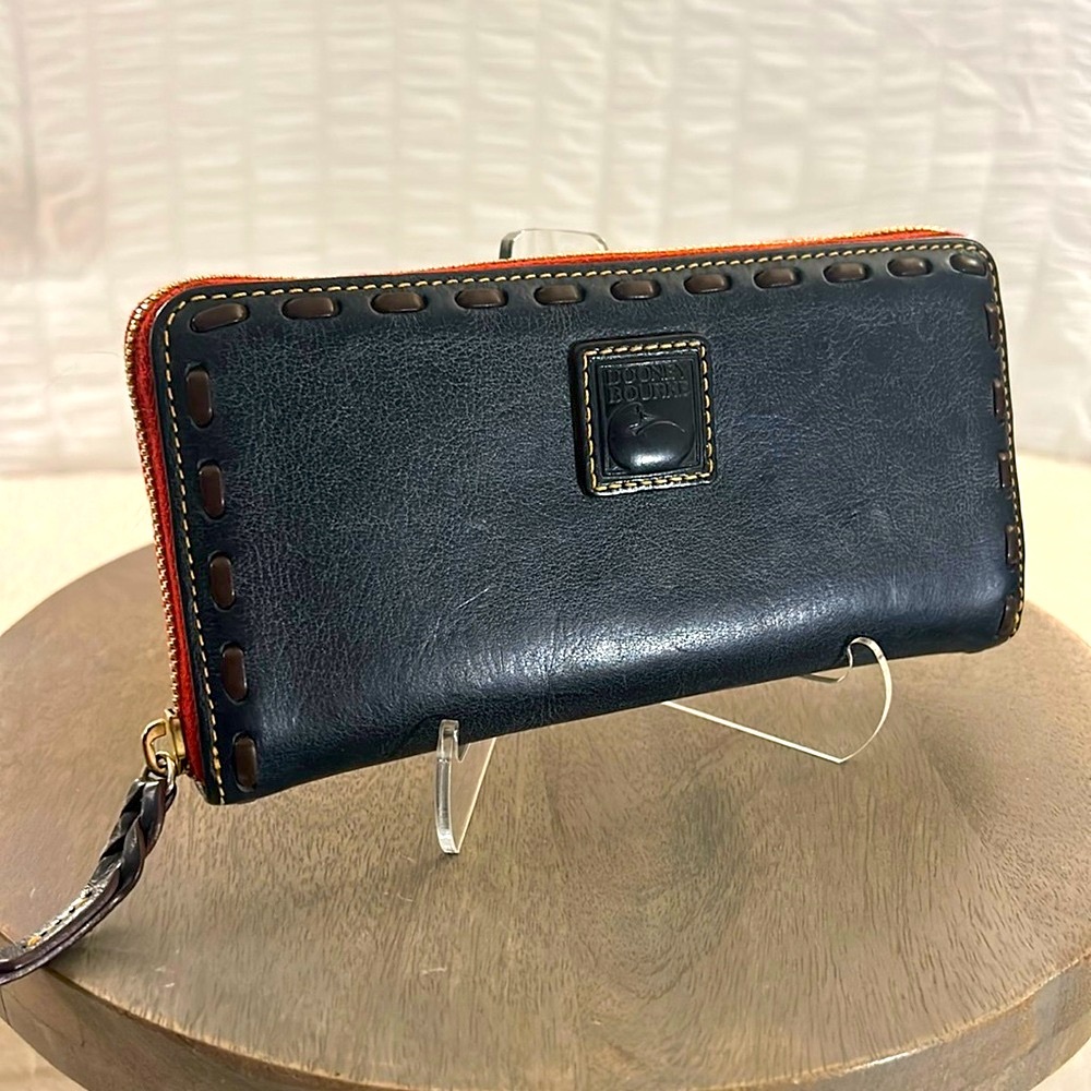 Dooney and Bourke Florentine Whip Stitch Zip Around Wallet in NAVY
